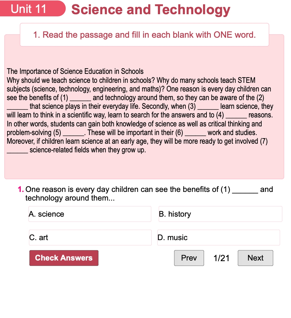 Unit 11: Science and Technology