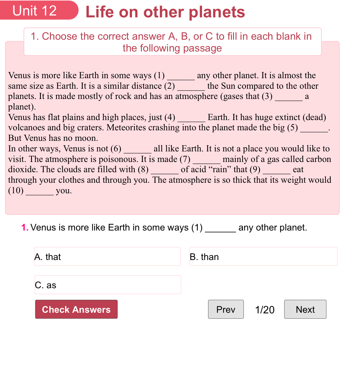 Unit 12: Life on other planets