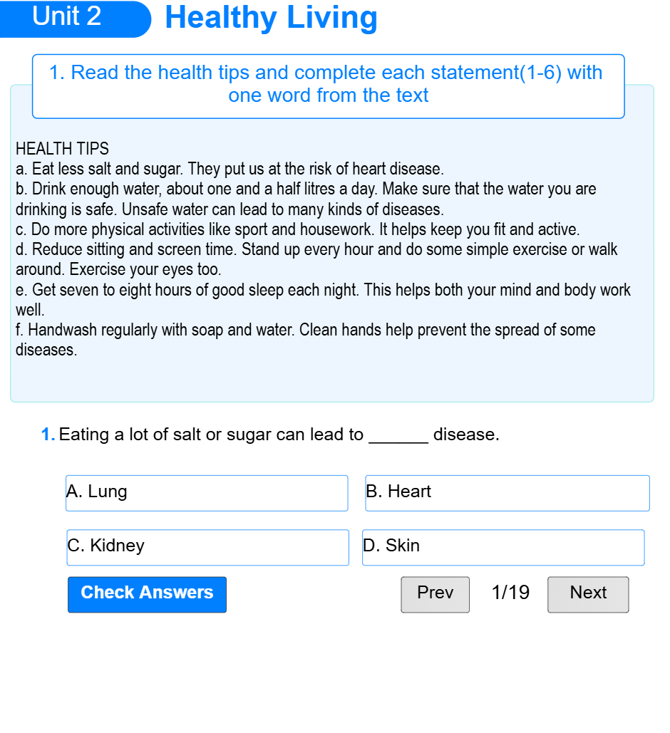 Unit 2: Healthy Living