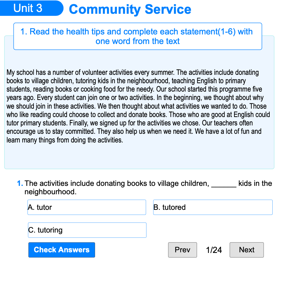 Unit 3: Community Service