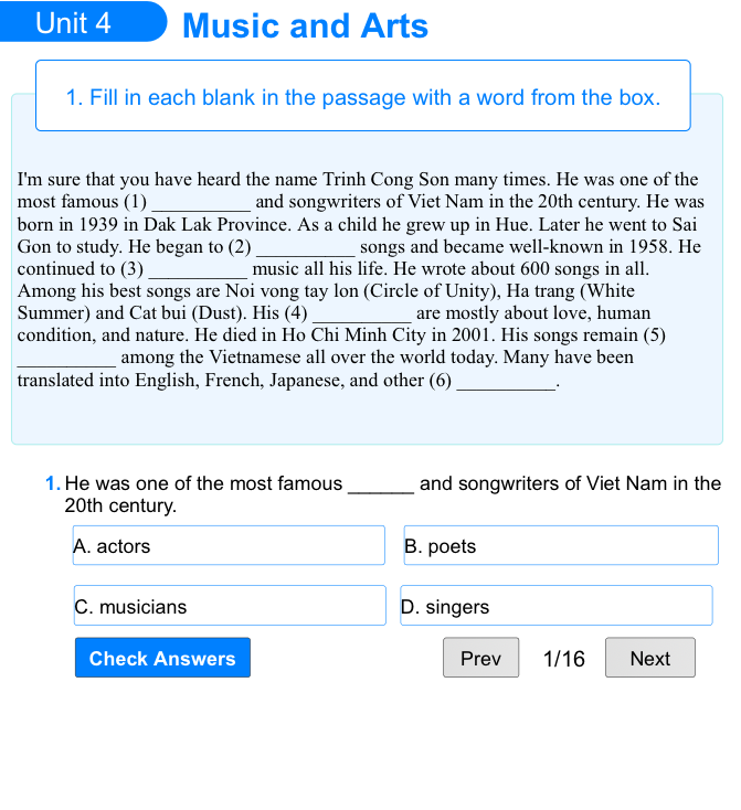 Unit 4: Music and Arts