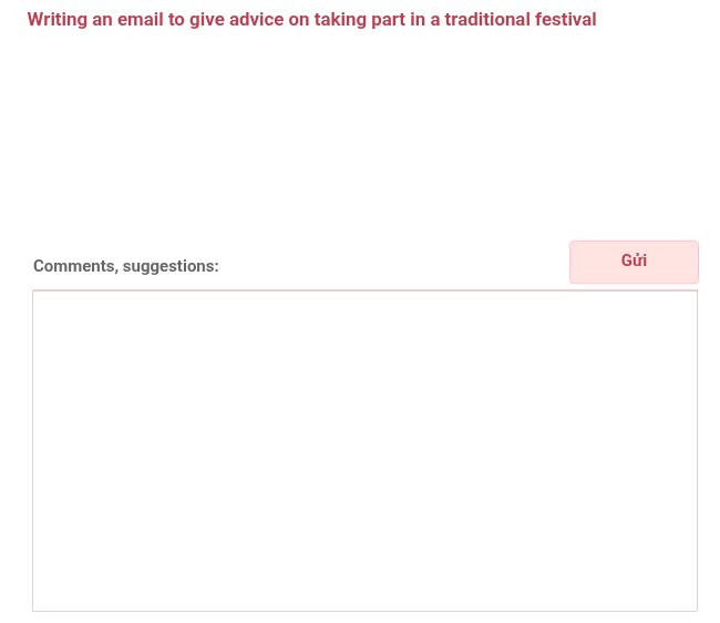 Unit 5: Writing an email to give advice on taking part in a traditional festival