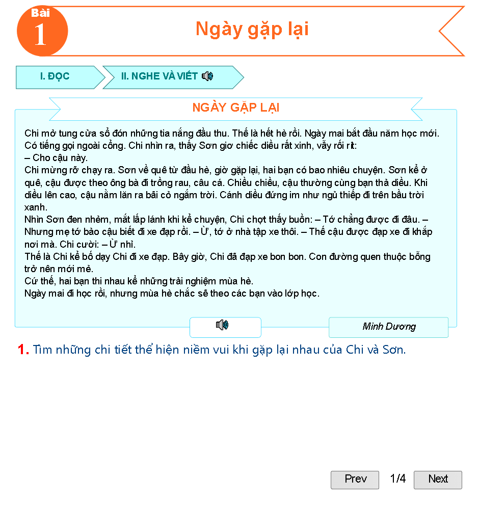 Bài 1: Ngày gặp lại