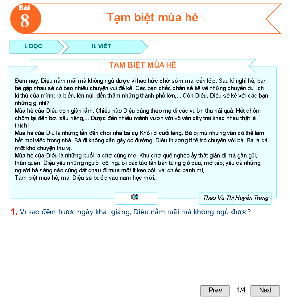 Bài 8: Tạm biệt mùa hè