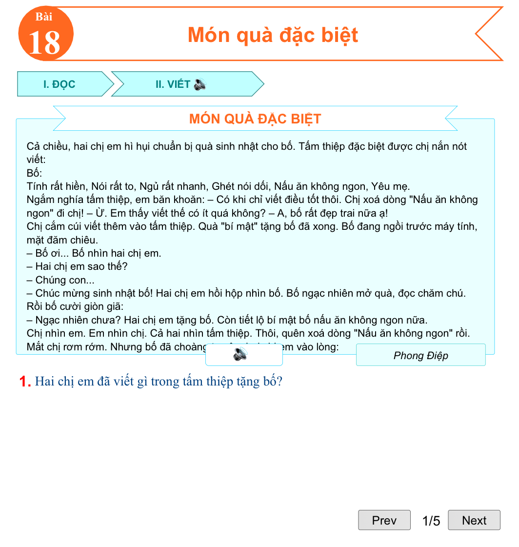 Bài 18: Món quà đặc biệt