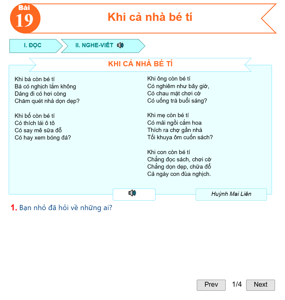 Bài 19: Khi cả nhà bé tí