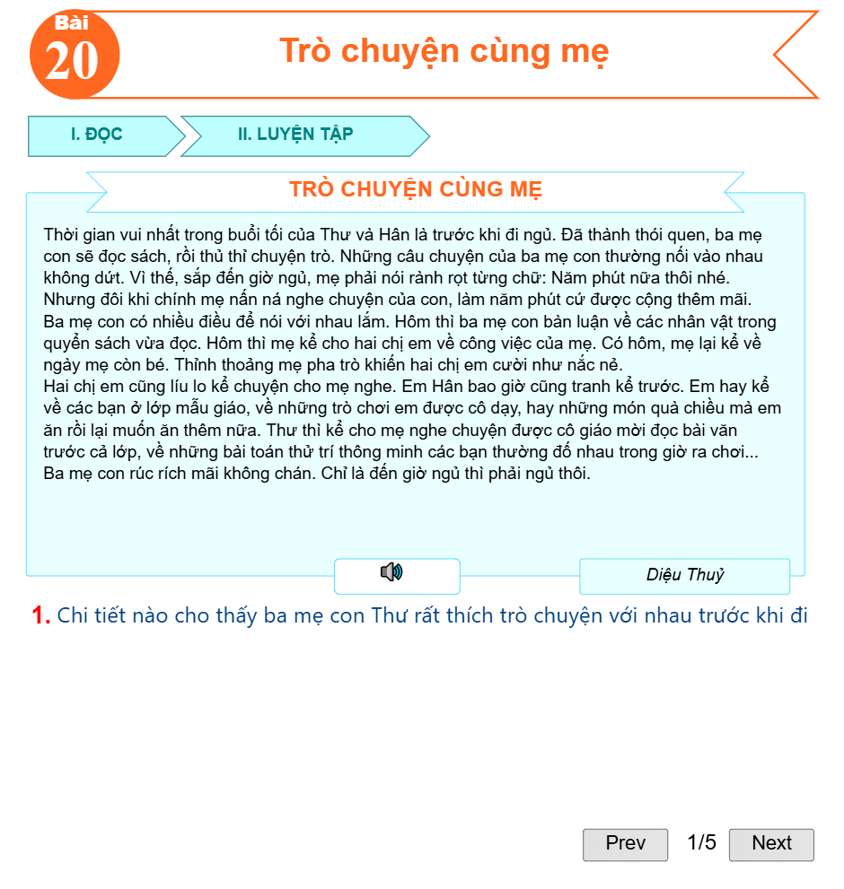 Bài 20: Trò chuyện cùng mẹ