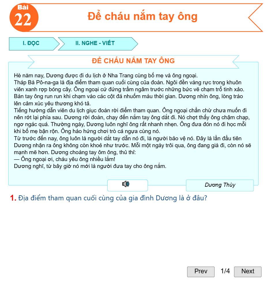 Bài 22: Để cháu nắm tay ông