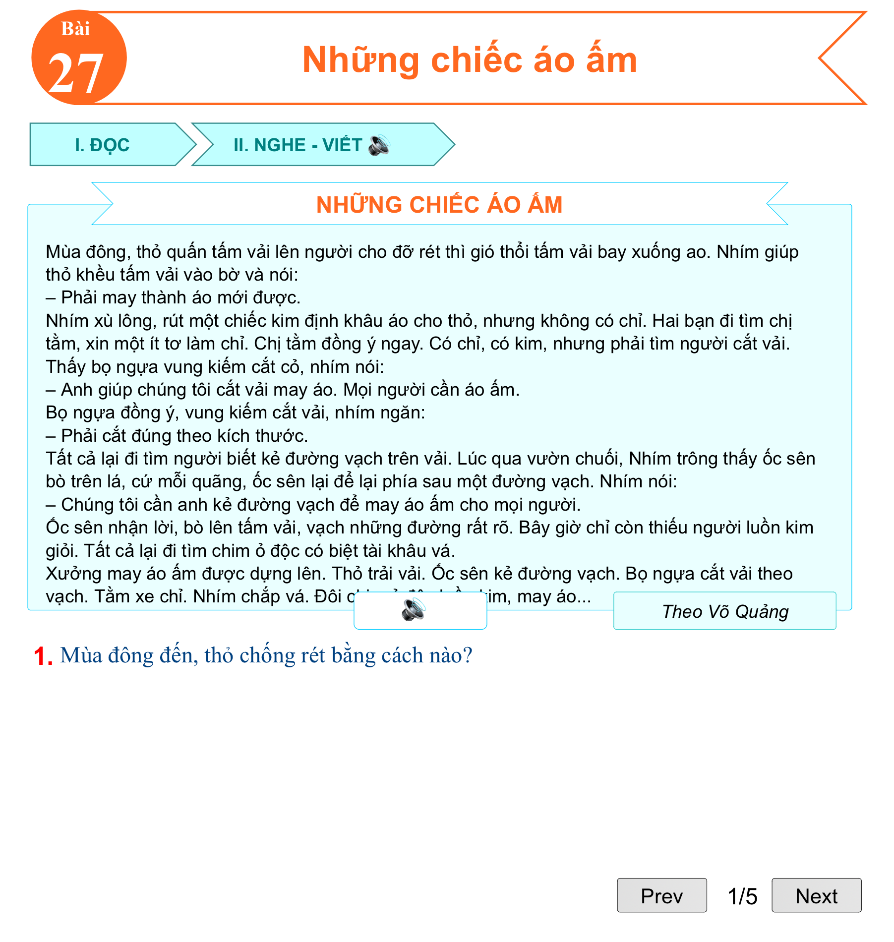 Bài 27: Những chiếc áo ấm