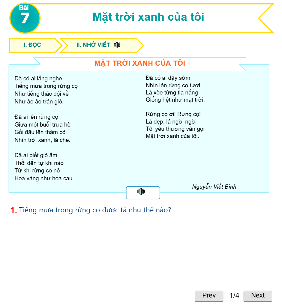 Bài 7: Mặt trời xanh của tôi