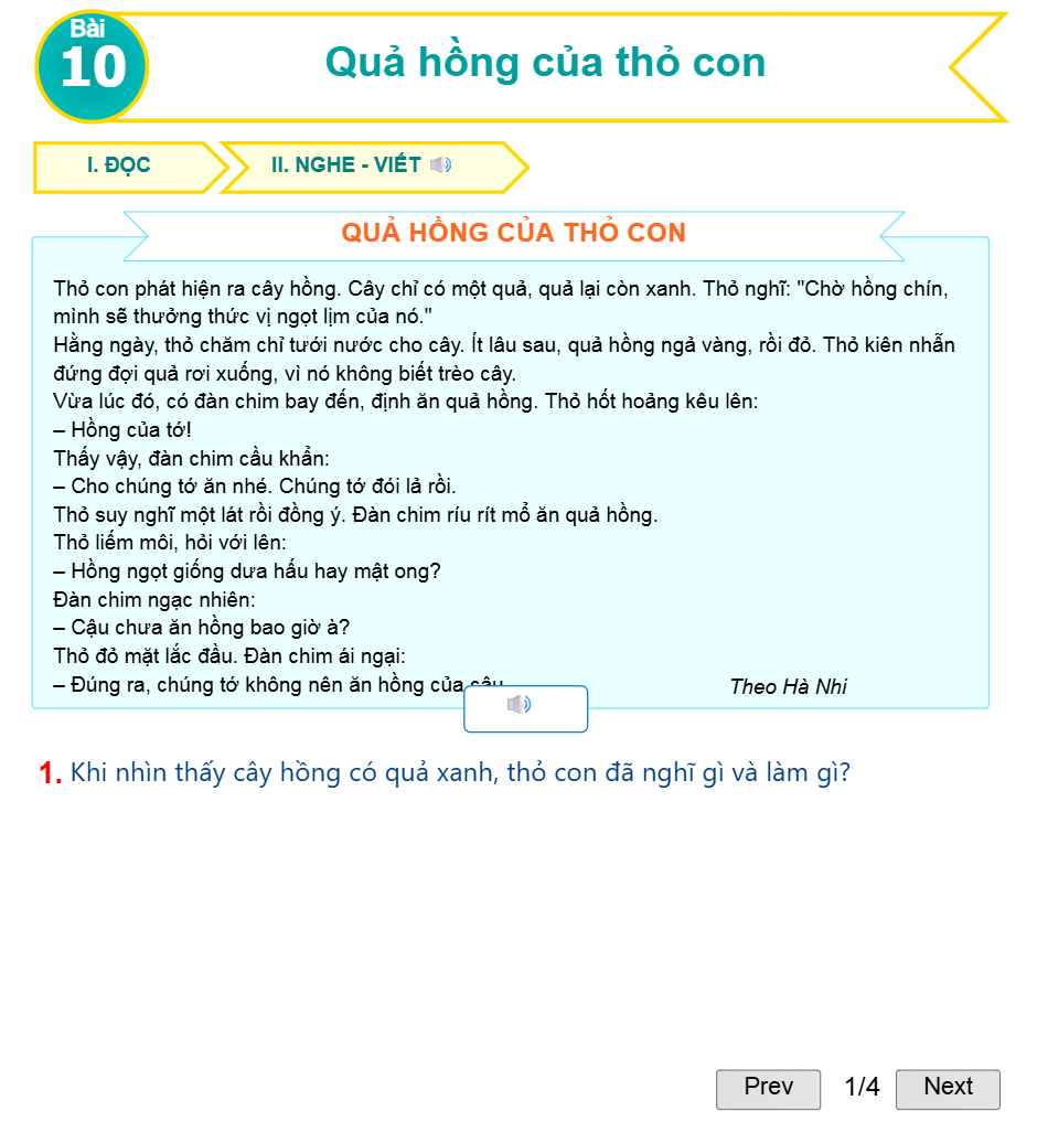 Bài 10: Quả hồng của thỏ con