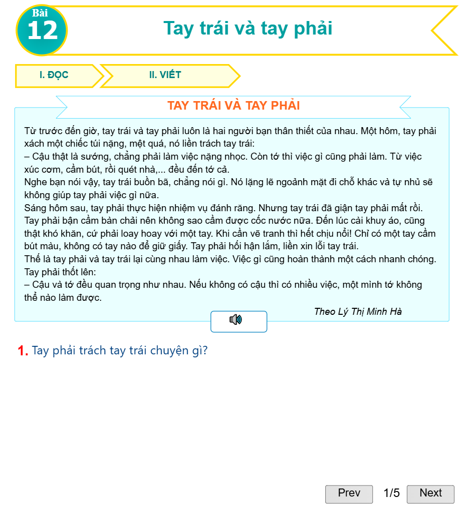 Bài 12: Tay trái và tay phải