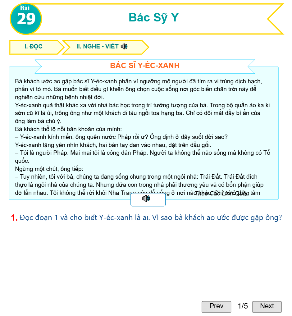 Bài 29: Bác Sỹ Y-ÉC-XANH