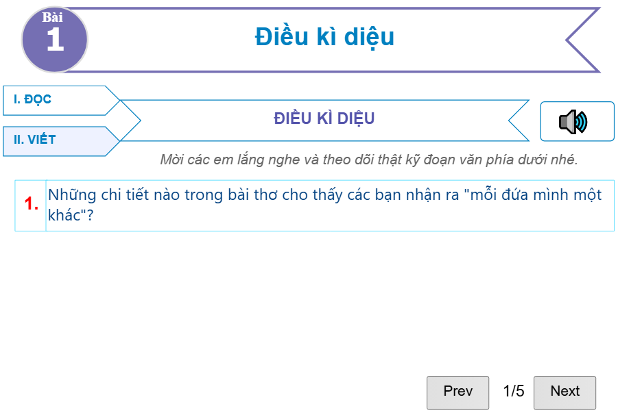 Bài 1: Điều kì diệu