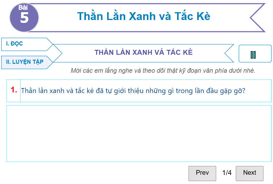 Bài 5: Thằn Lằn Xanh và Tắc Kè