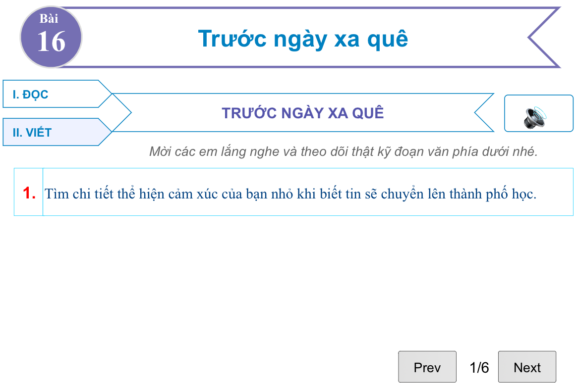 Bài 16: Trước ngày xa quê