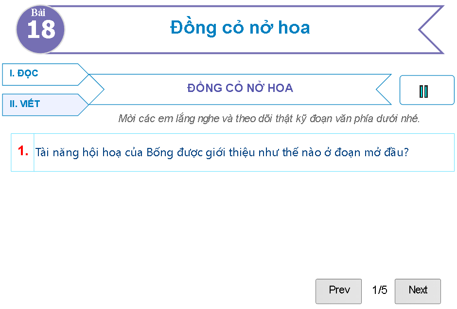 Bài 18: Đồng cỏ nở hoa