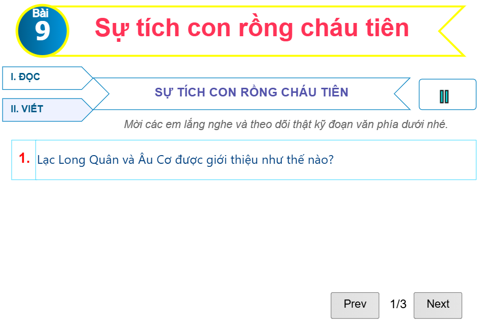 Bài 9: Sự tích con rồng cháu tiên