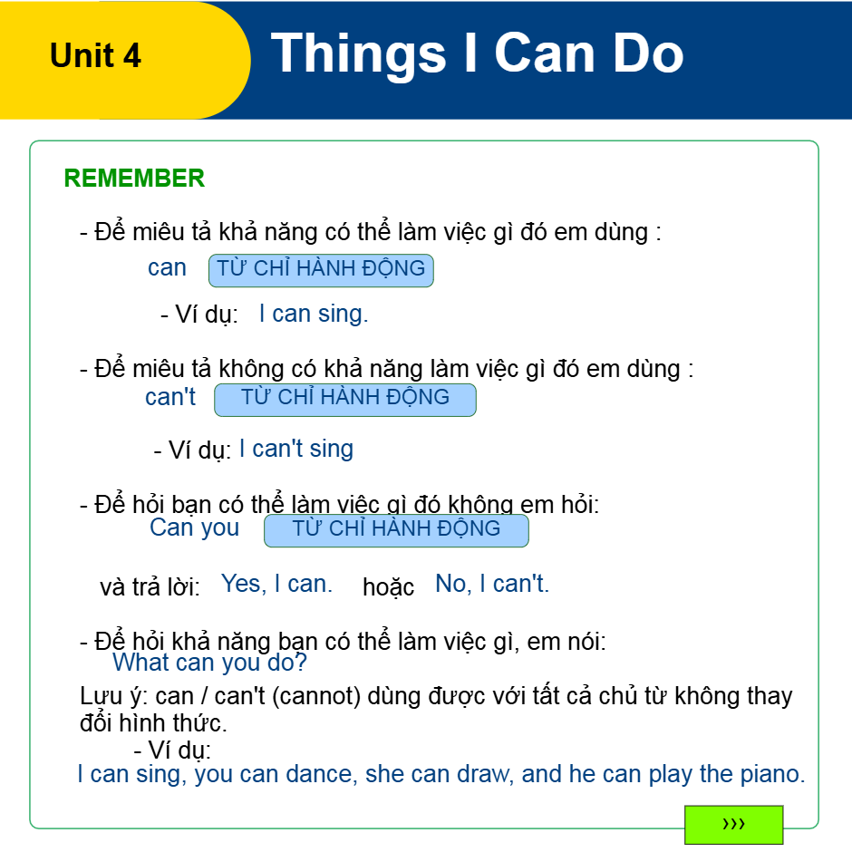 Unit 4: Things I Can Do