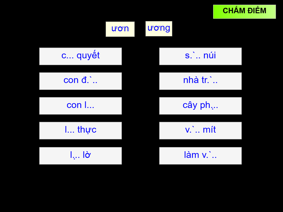 Học vần lớp 1: điền vần ươn hay ương