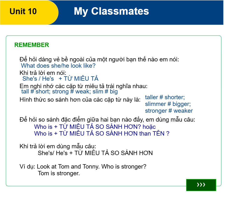 Unit 10: My Classmates