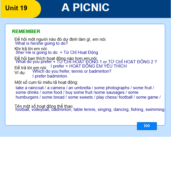 Unit 19: a Picnic