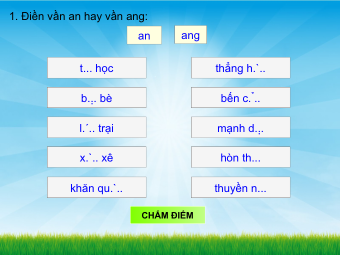 Điền vần AN hay ANG