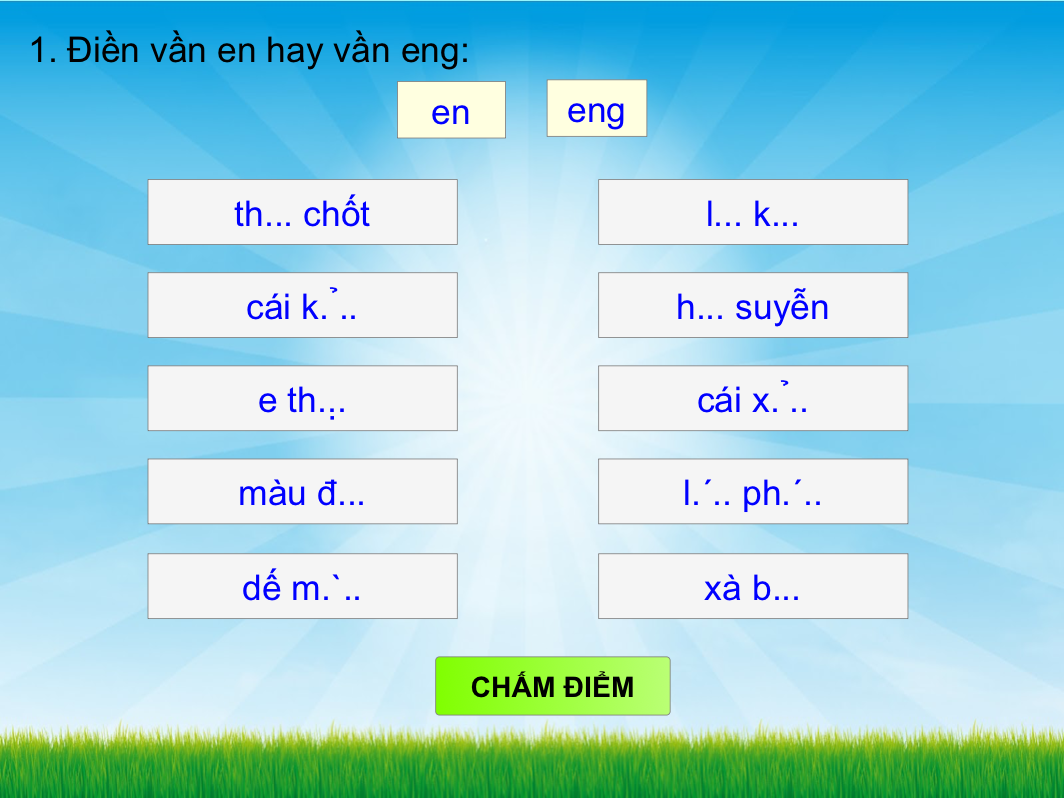 Tìm vần eng và en