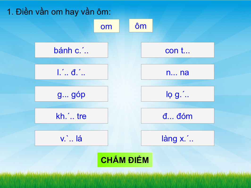 Tìm vần om và ôm