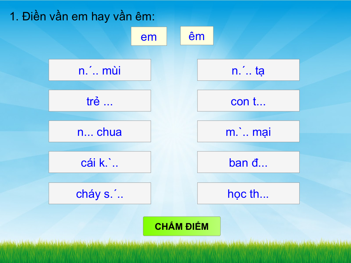 Ghép vần em hay êm