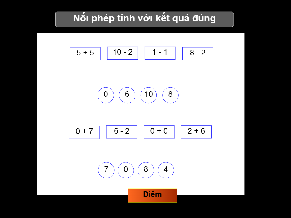 Nối phép tính với kết quả đúng