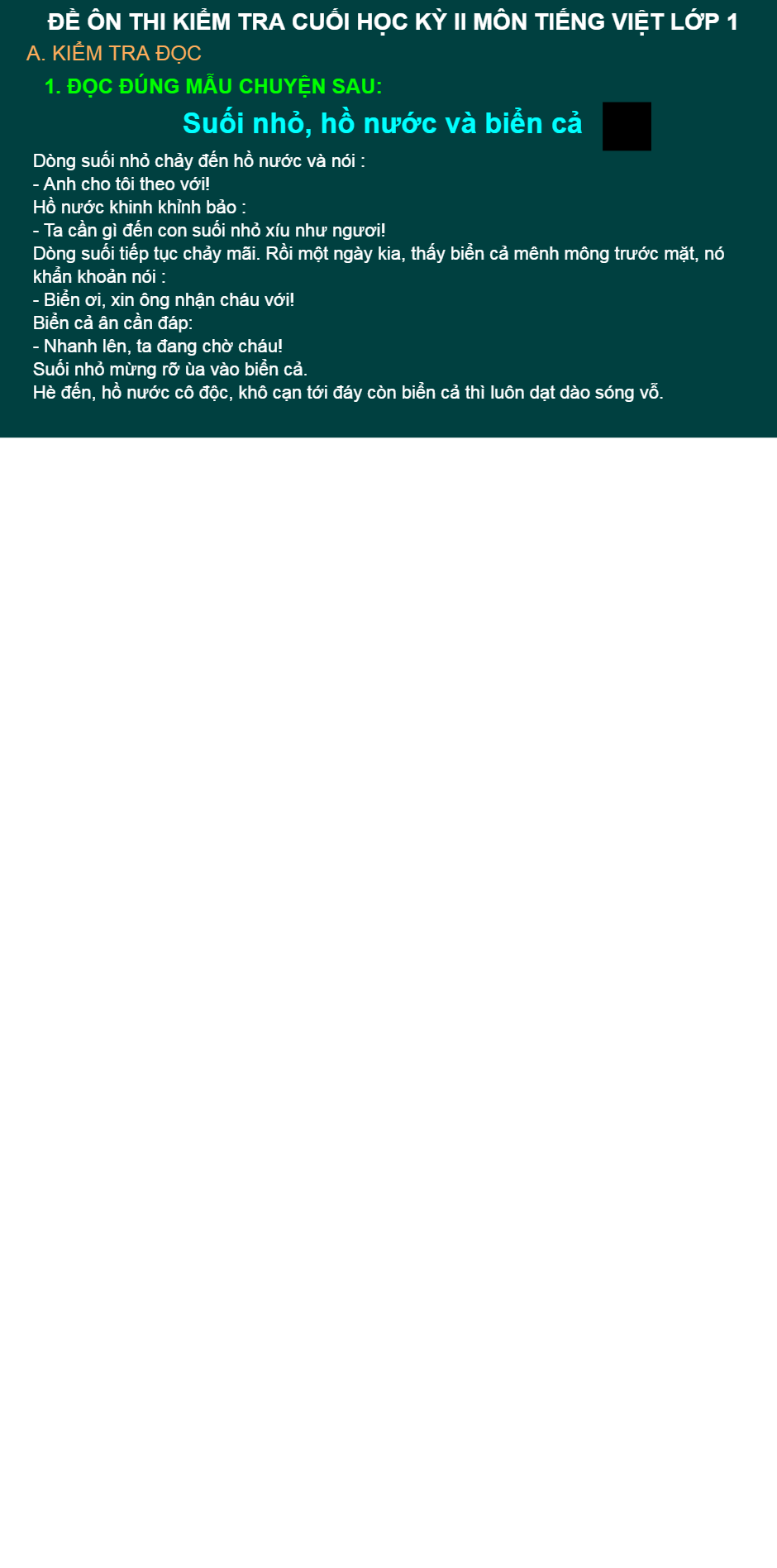 Đề cương ôn tập môn tiếng việt lớp một học kỳ II(số 2)