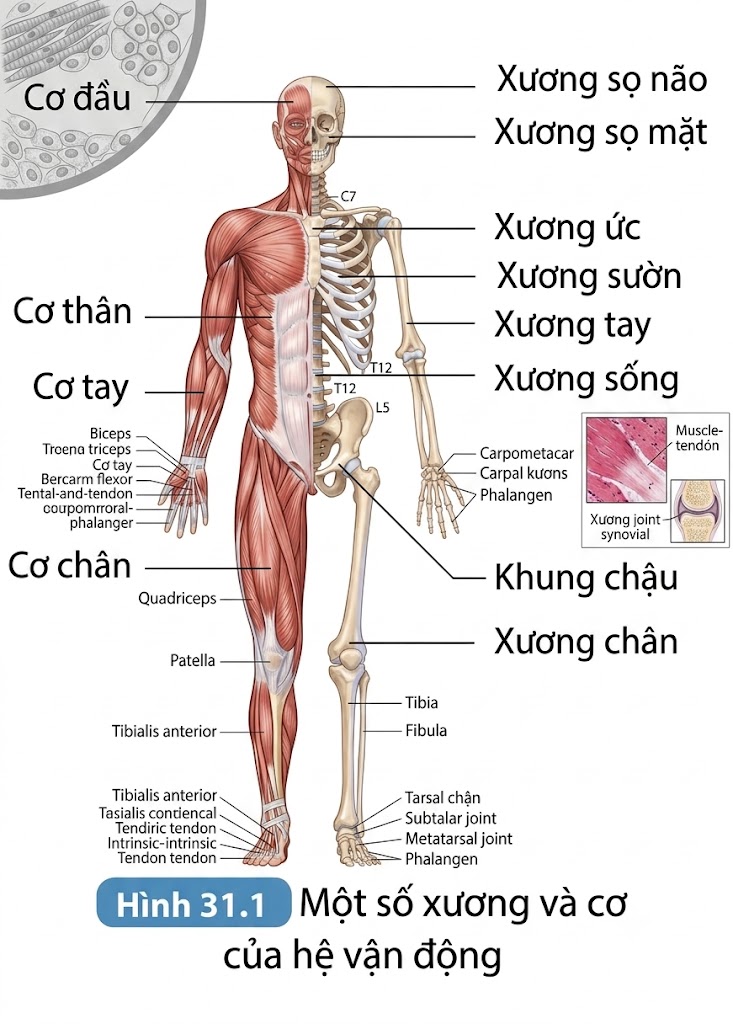 Minh họa một số cơ xương của hệ vận động