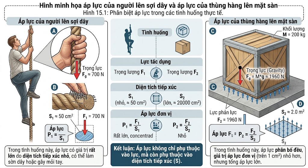 Phân biệt áp lực trong các tình huống thực tế.