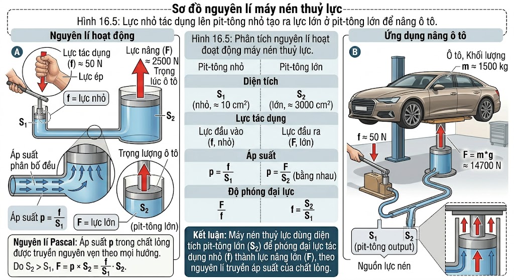Sơ đồ nguyên lí máy nén thuỷ lực