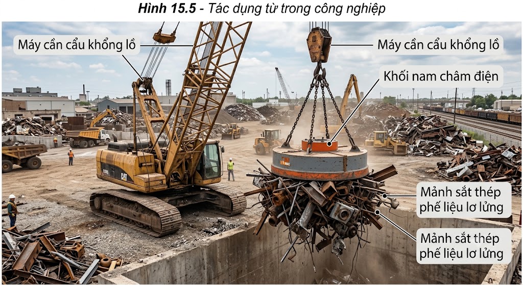 Hình 15.5 - Tác dụng từ trong công nghiệp