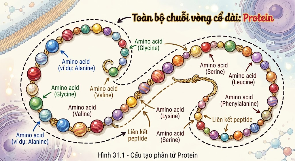 Hình 31.1 - Cấu tạo phân tử Protein