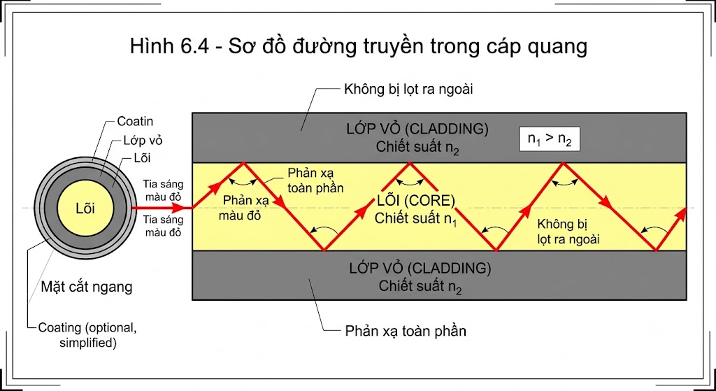 Sơ đồ đường truyền trong cáp quang